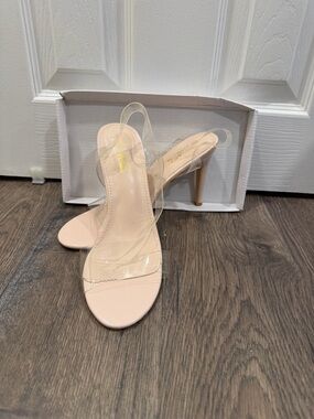 Clear Strap Nude Stiletto Heels for Women